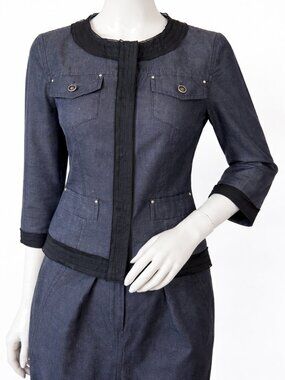 Max Mara Elegant Two-Piece Suit – Linen Cotton Blazer & Skirt Set